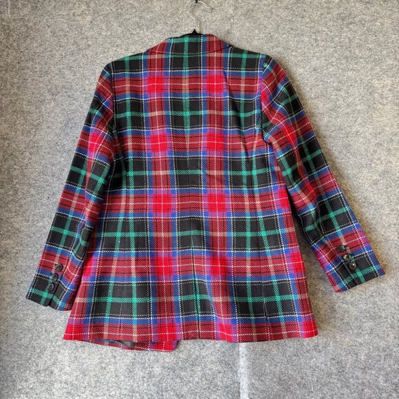Talbots Red Plaid Wool Blend Blazer Holiday Tartan Jacket Petite 4P - Picture 13 of 16